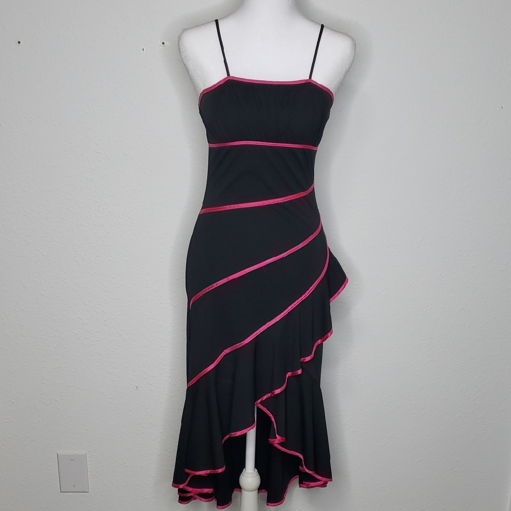 Vintage Y2K Taboo Asymmetrical Ruffles Midi Dress Size S Grunge Whimsigoth HOCO